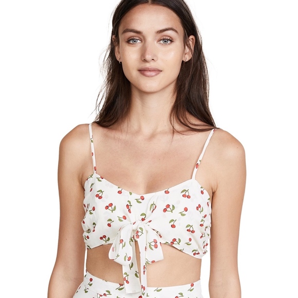 For Love And Lemons Tops - For Love & Lemons Cherry Crop Top Ivory Small